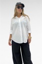 camicia asimmetrica con bottoni a scomparsa white